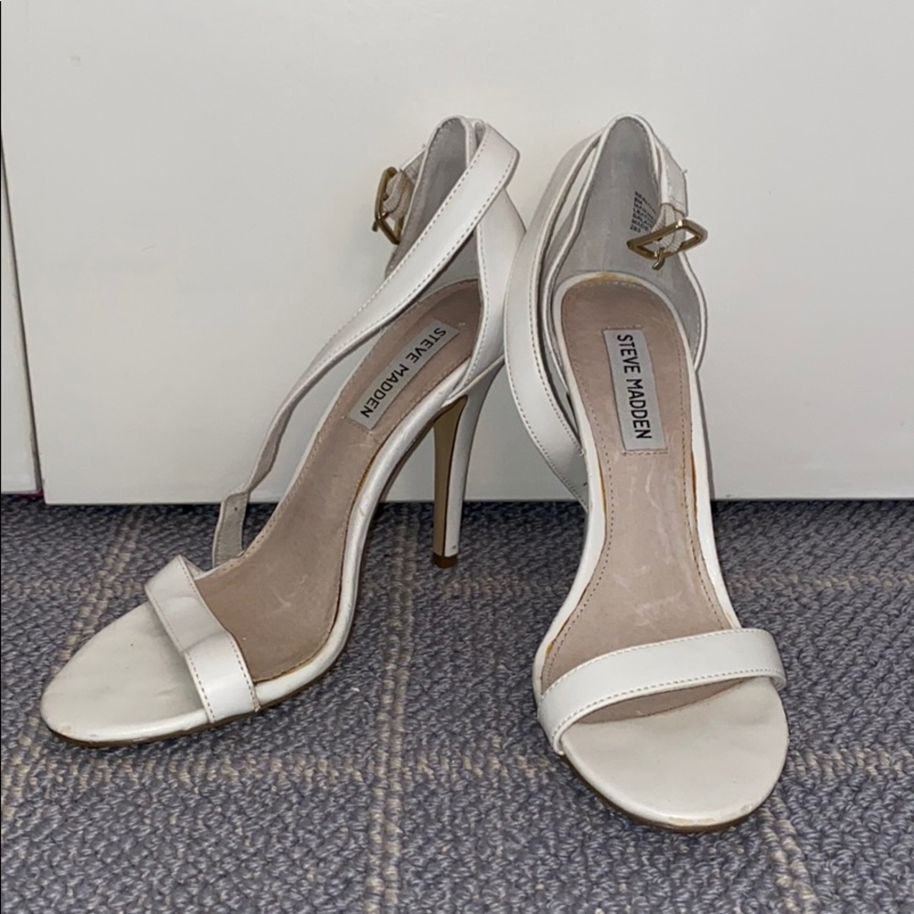 Steve Madden White Strap Heel Pump